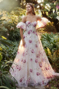 Andrea and Leo A1133- Strapless Floral Printed Ballgown